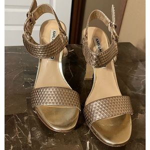 Gold size 7 heels by Karl Lagerfeld